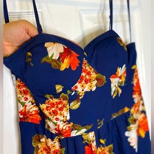 Navy Floral Jumpsuit size L
